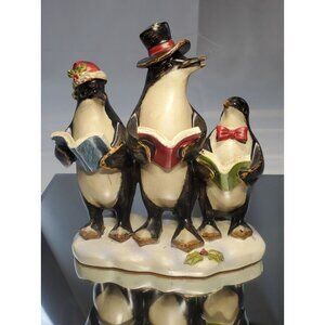 Christmas Holiday Penguin Carolers Father & Childrens Figurines Resin